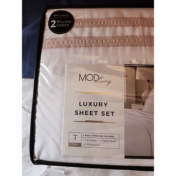 MODERN LIVING True White TWIN SHEET SET NEW Smo 6408 - Picture 2 of 9